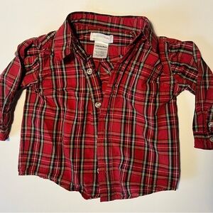Wonderkids Red and Black Plaid Button-Down Shirt